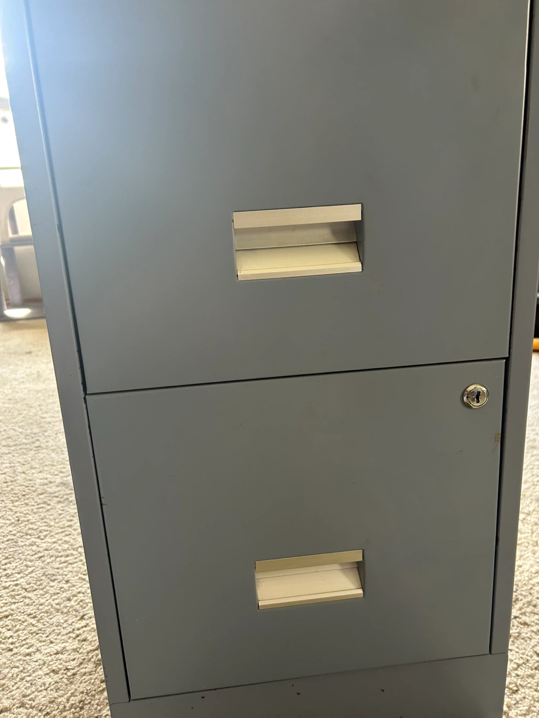 Lockable Blue/Grey Metal Filing Cabinet