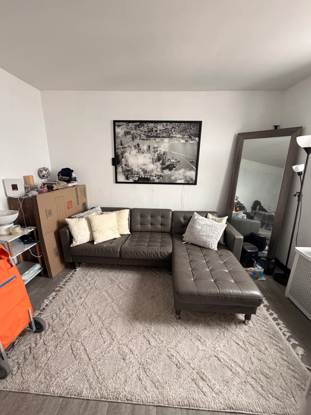 Grey Tufted Sectional Sofa with Chaise - photo 4