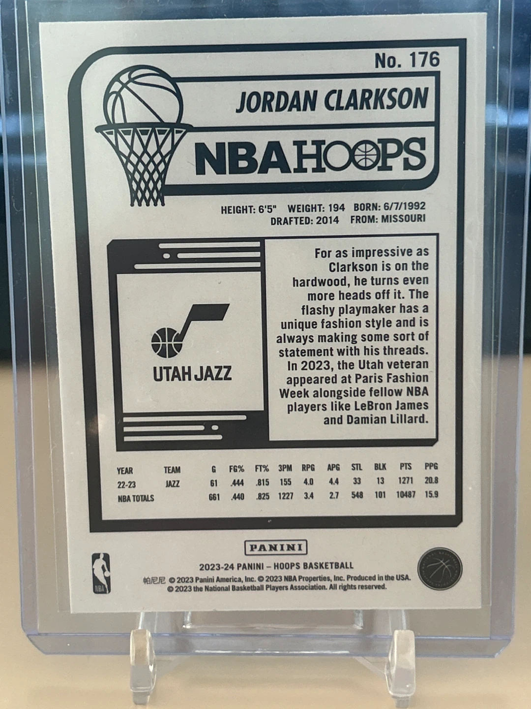 2023-24 NBA Hoops Jordan Clarkson Basketball Card - photo 2