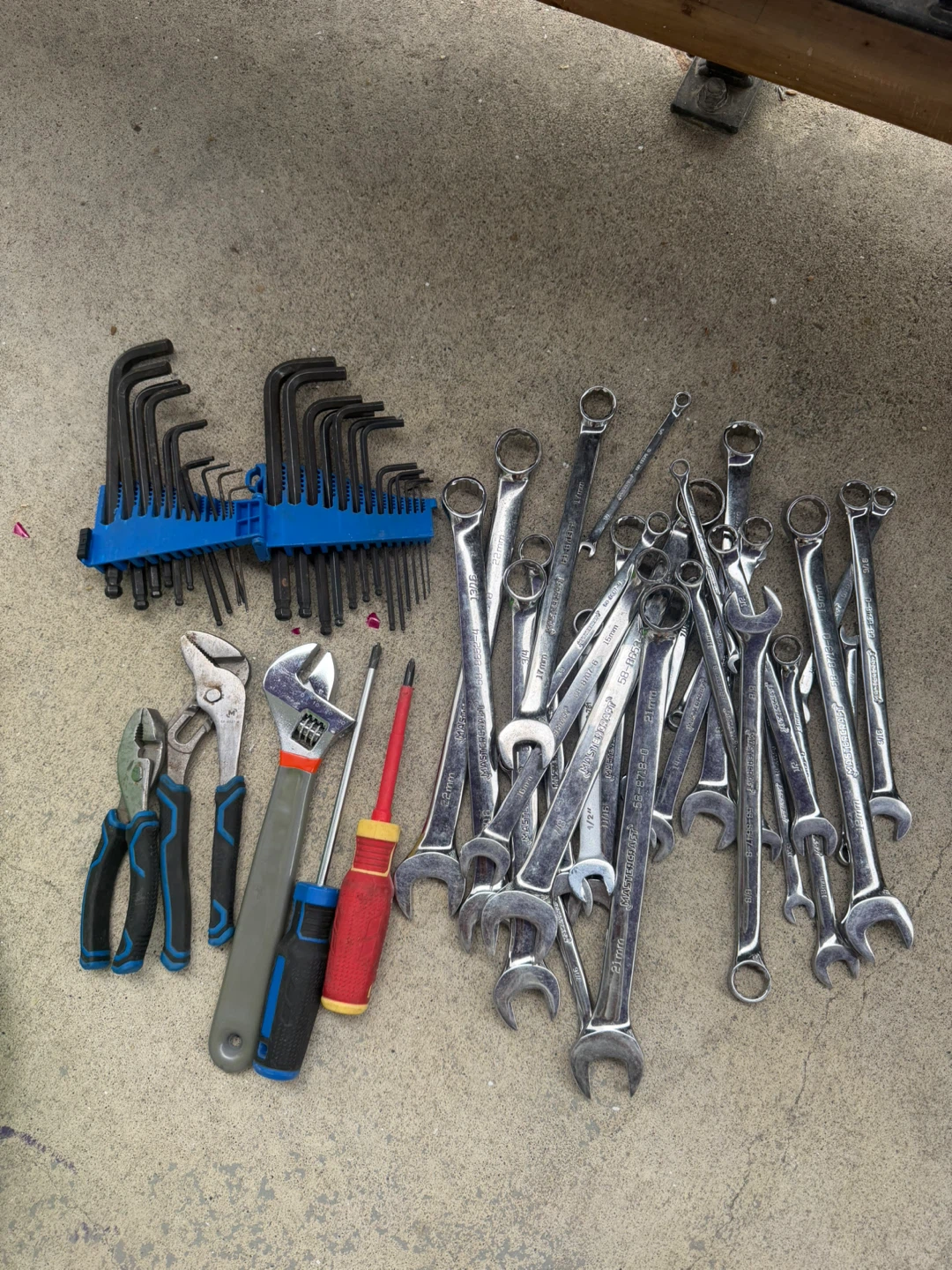 Assorted Wrenches, Pliers, Screwdrivers & Allen Keys Set