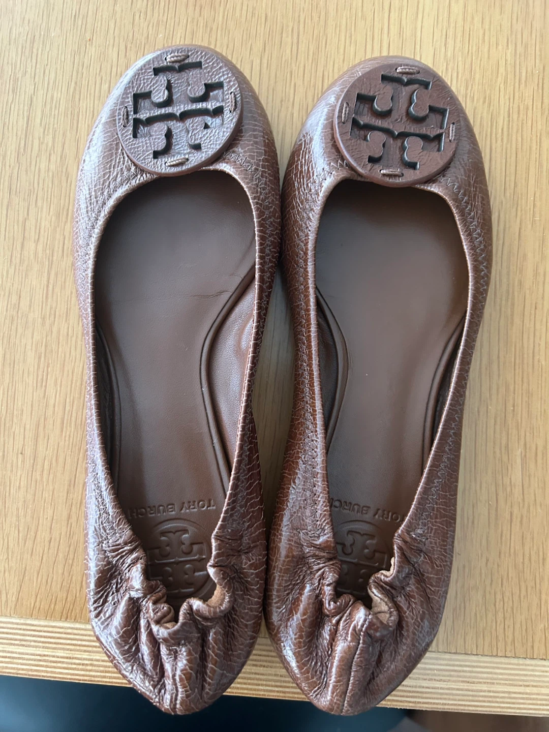 Tory Burch Brown Leather Ballet Flats-37.5