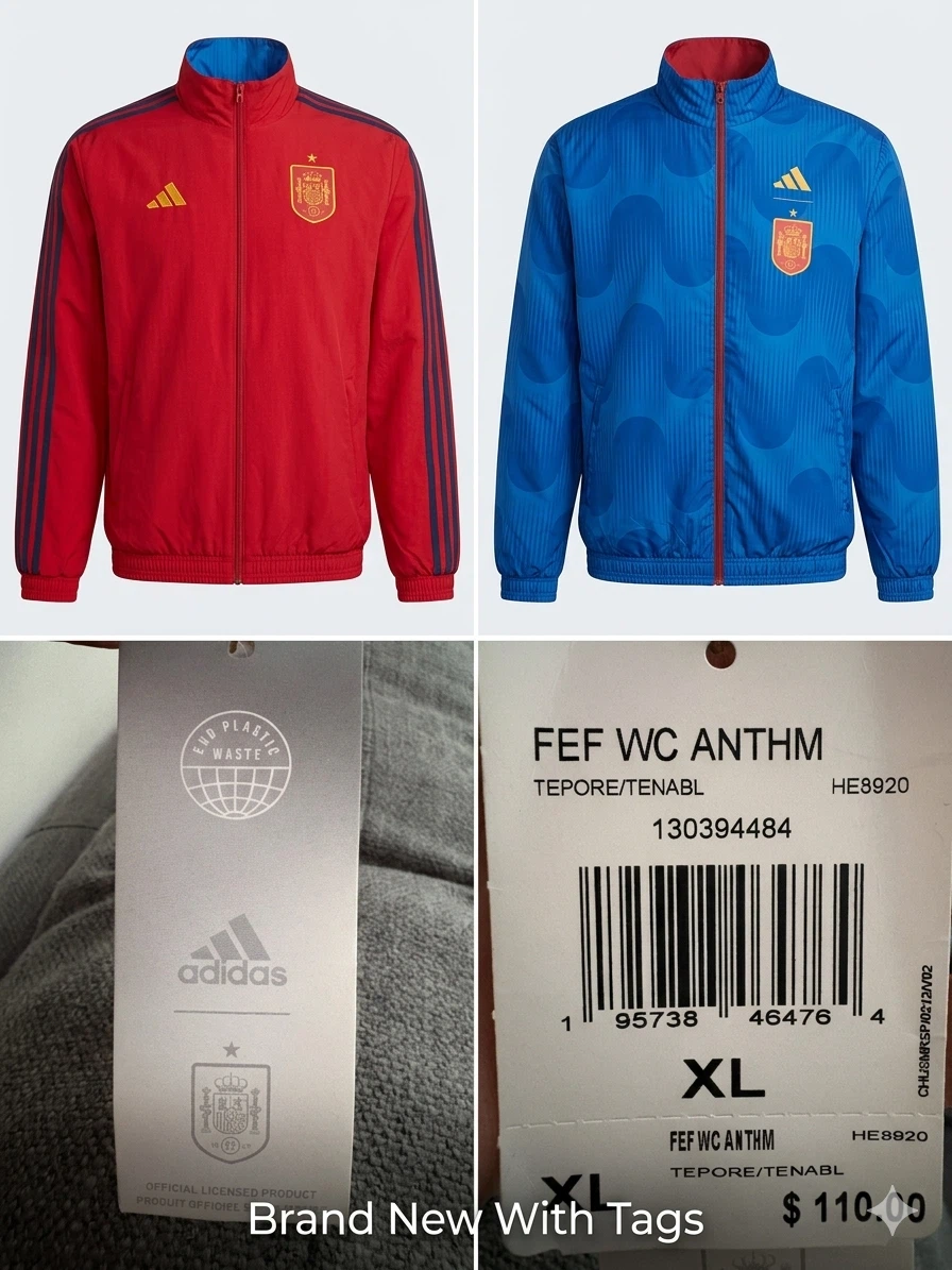 Adidas Spain 2022 World Cup Reversible Anthem Jacket - Size XL