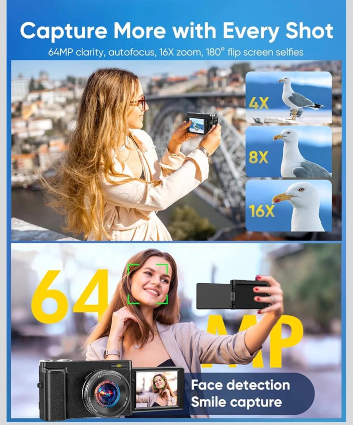 4K Ultra HD Digital Camera with 16x Zoom and 32GB Card - photo 3