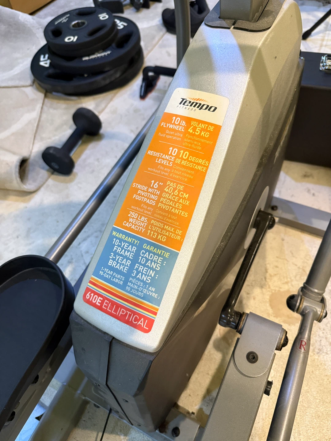 Tempo Fitness 610E Elliptical - photo 3