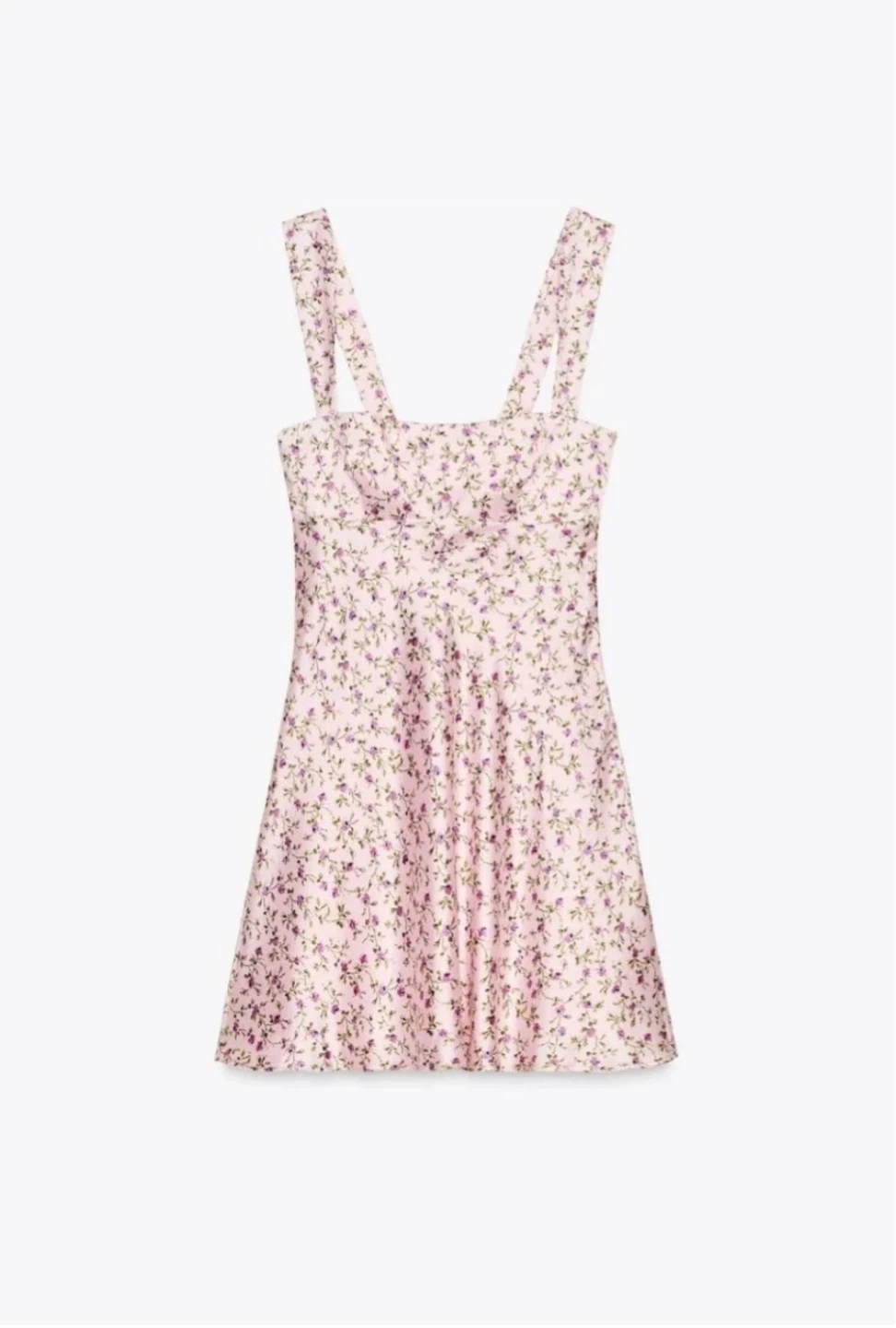 Zara Floral Satin Print Mini Dress (XS)