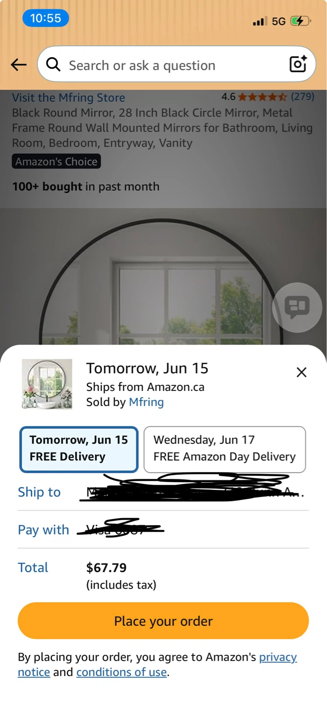 28 Inch Black Round Wall Mirror - photo 5