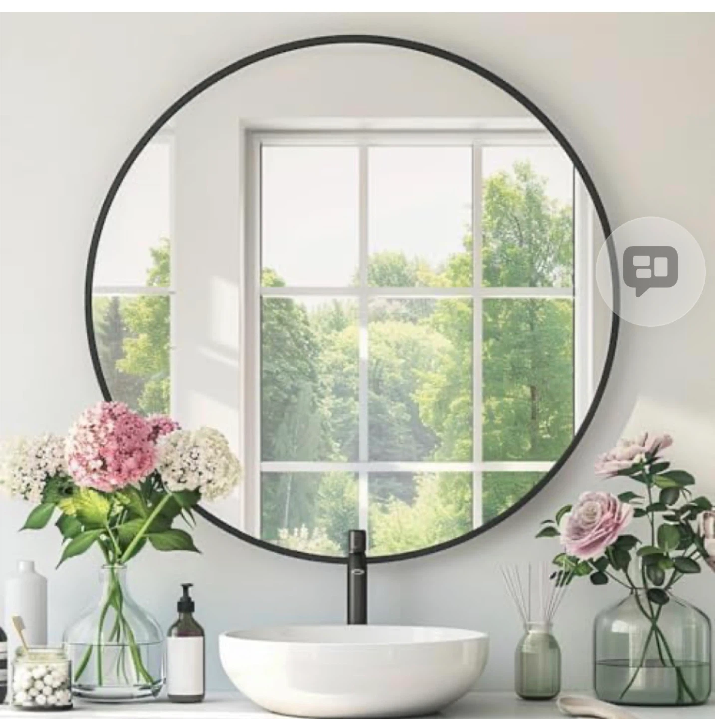 28 Inch Black Round Wall Mirror