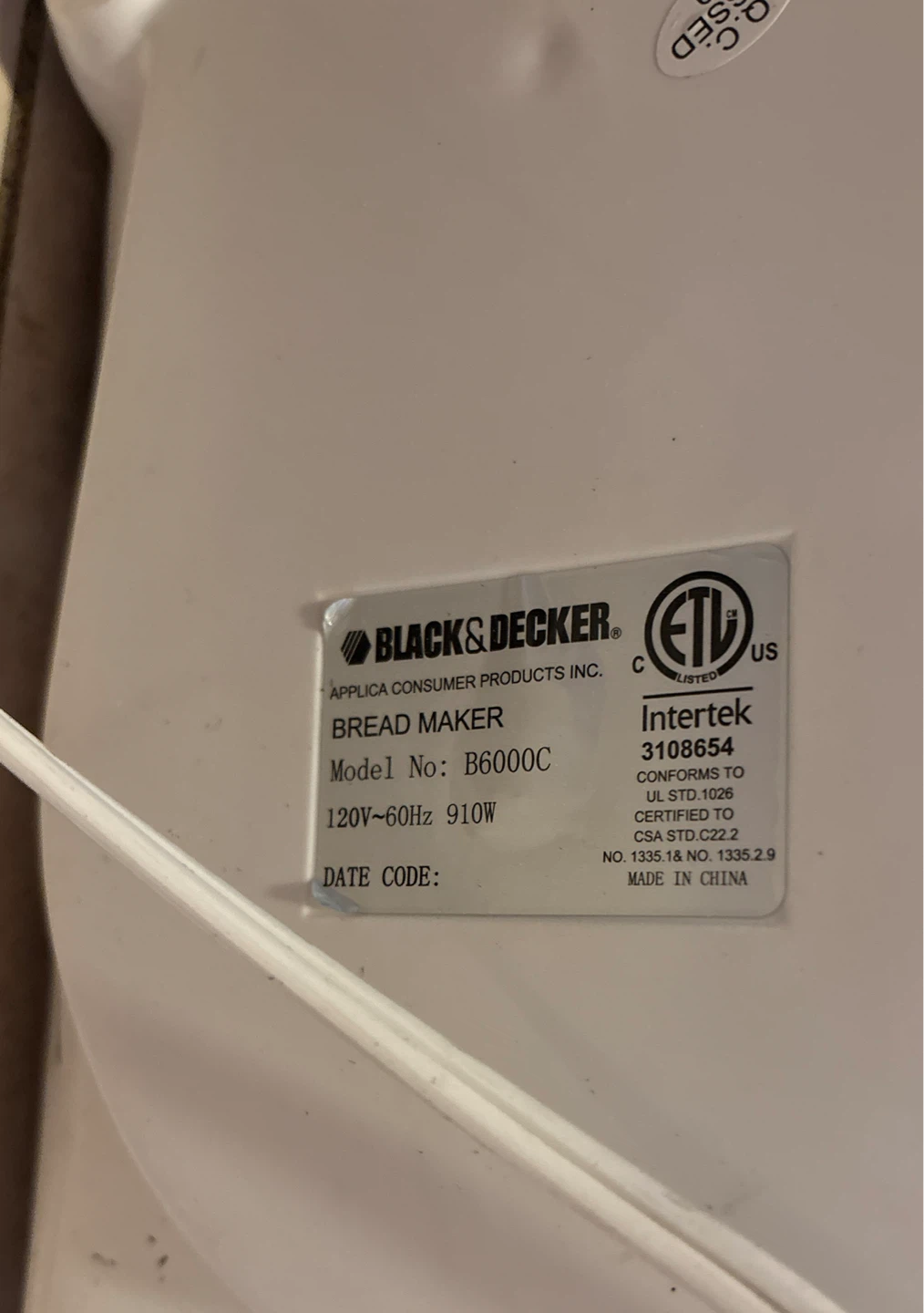 Black & Decker Bread Maker B6000C - photo 5