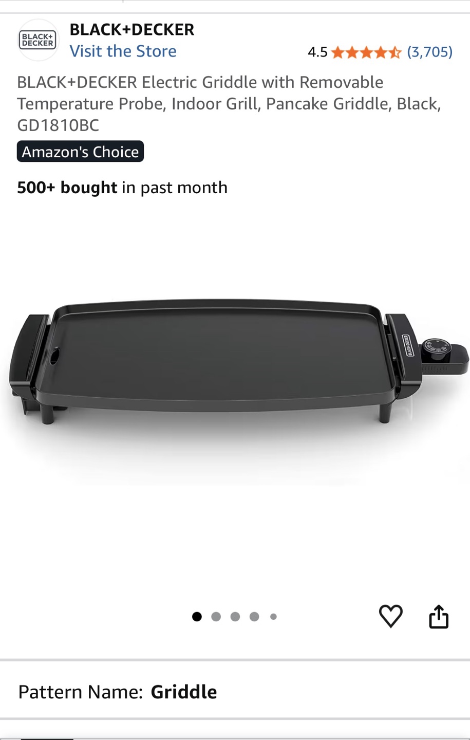 BLACK+DECKER Electric Griddle with Removable Temperature Probe - photo 2