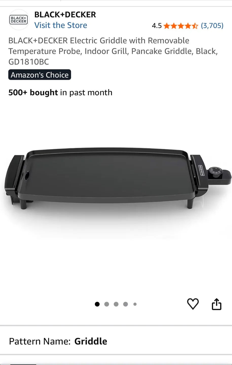 BLACK+DECKER Electric Griddle with Removable Temperature Probe - photo 2