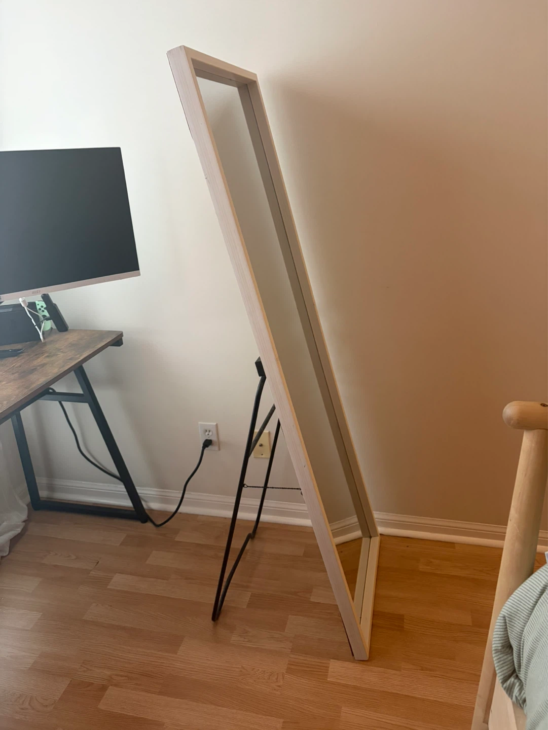 White frame mirror w/ kickstand - photo 2