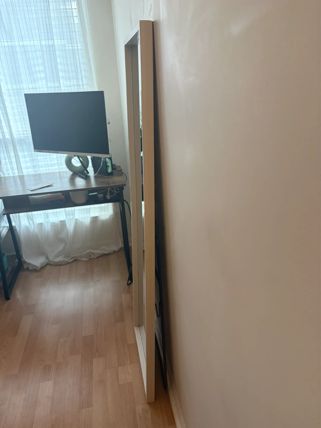 White frame mirror w/ kickstand - photo 3
