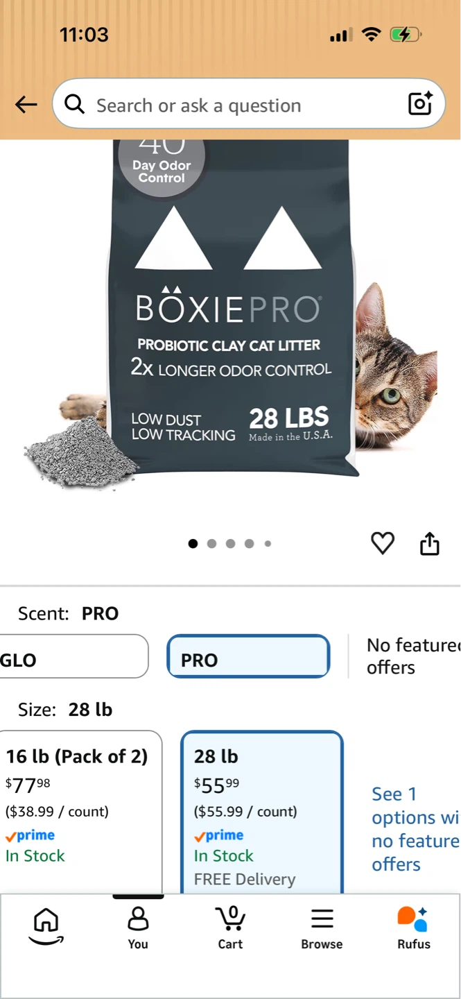 BoxiePro Probiotic Clay Cat Litter - 28 lb