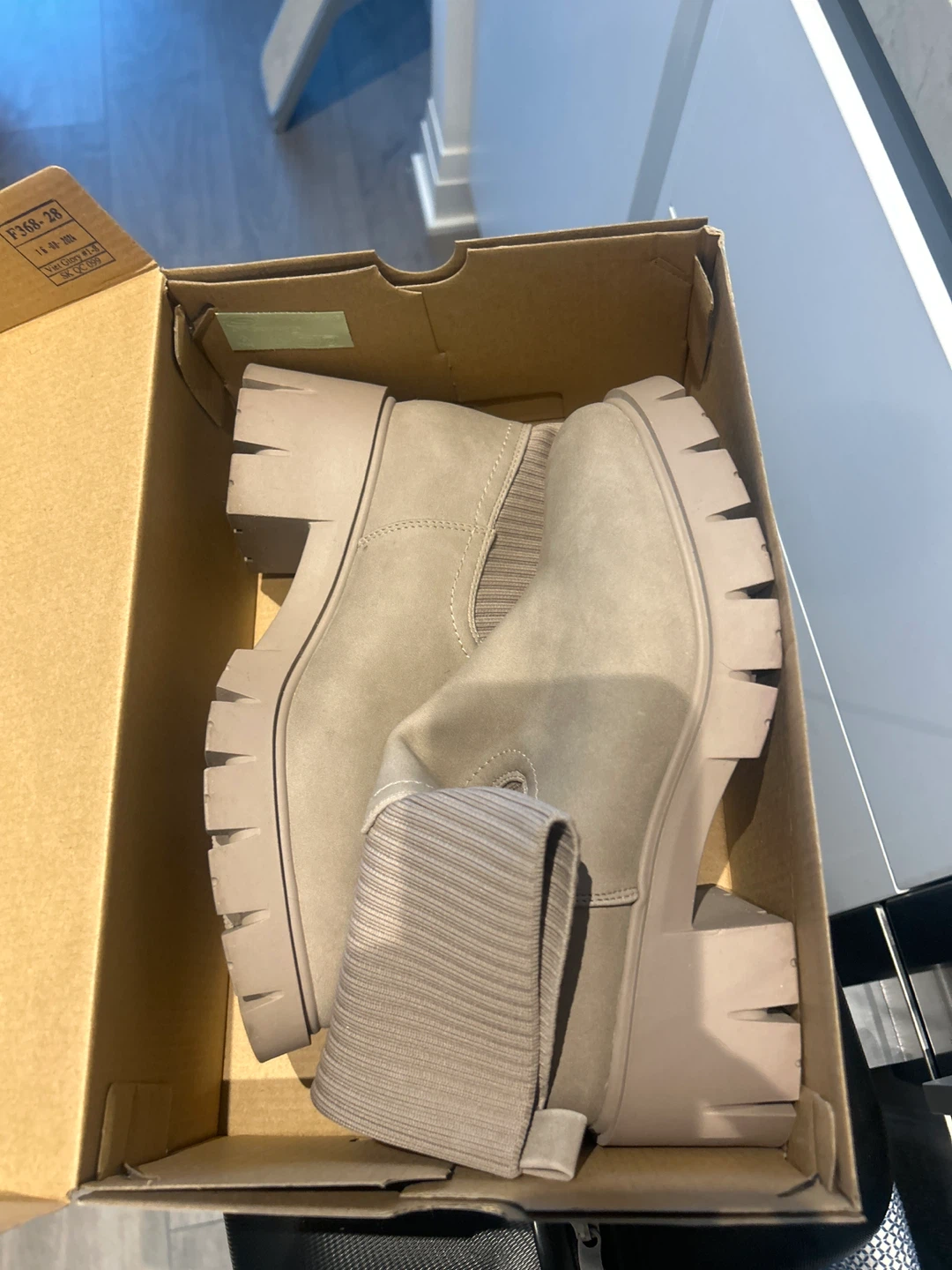 Beige Chunky Sole Sock Boots - photo 2