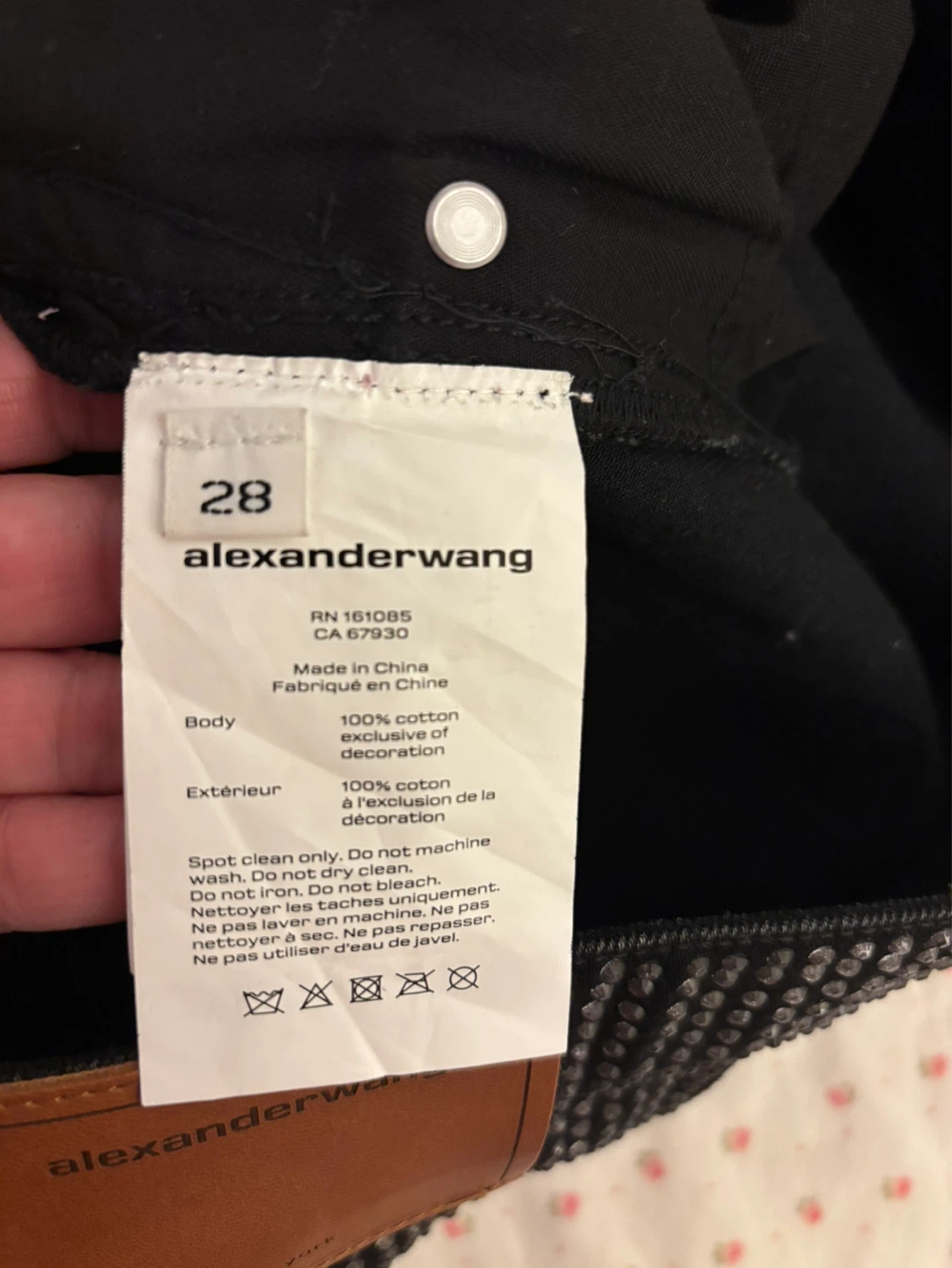 Alexander Wang Black Crystal Studded Mini Skirt Size 28