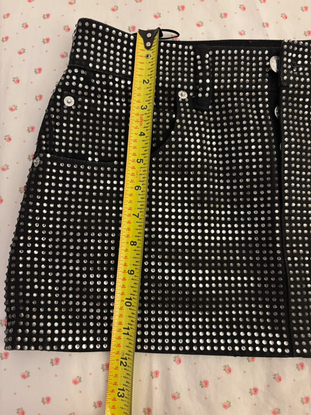 Alexander Wang Black Crystal Studded Mini Skirt Size 28 - photo 4
