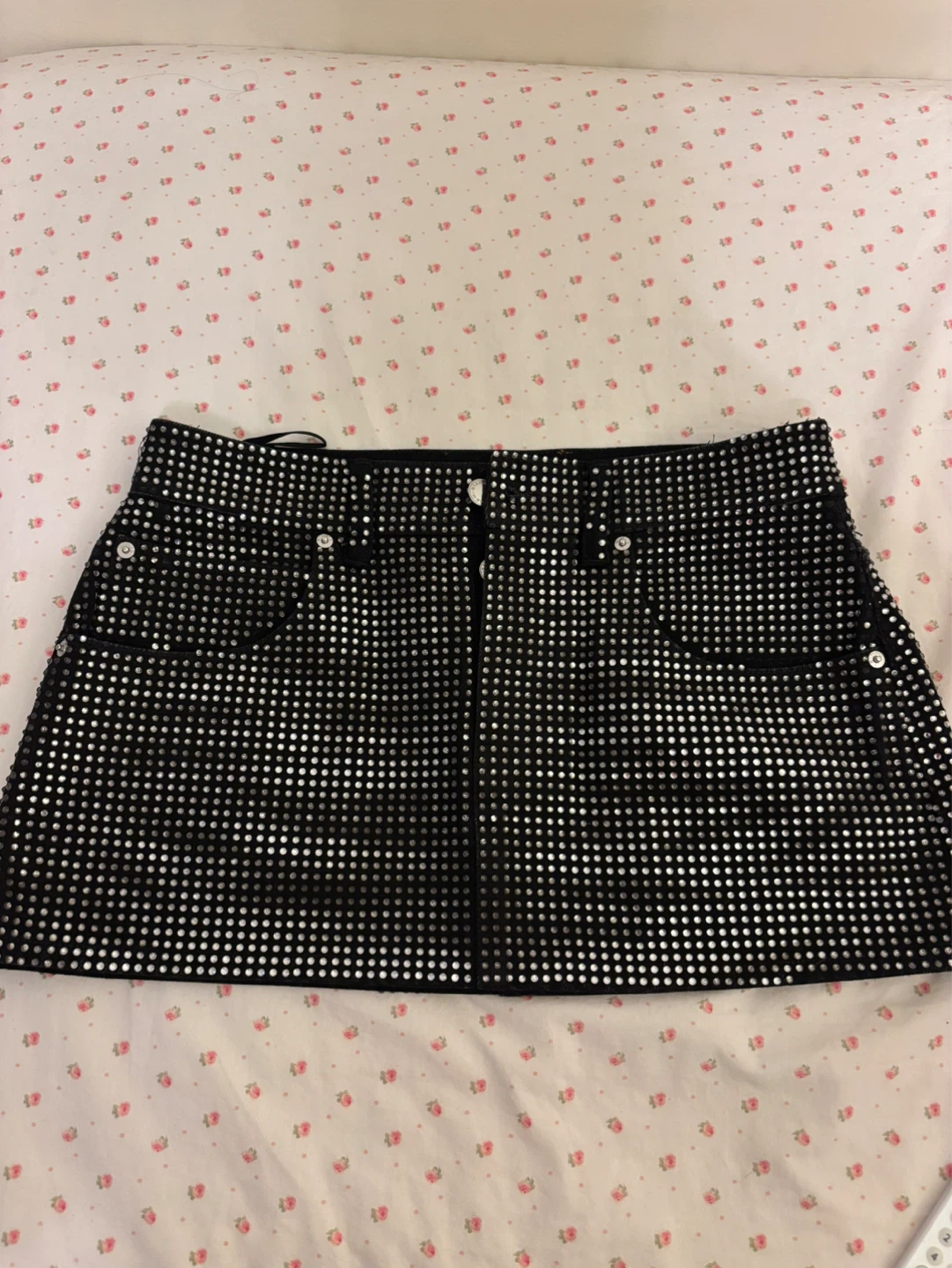 Alexander Wang Black Crystal Studded Mini Skirt Size 28 - photo 2