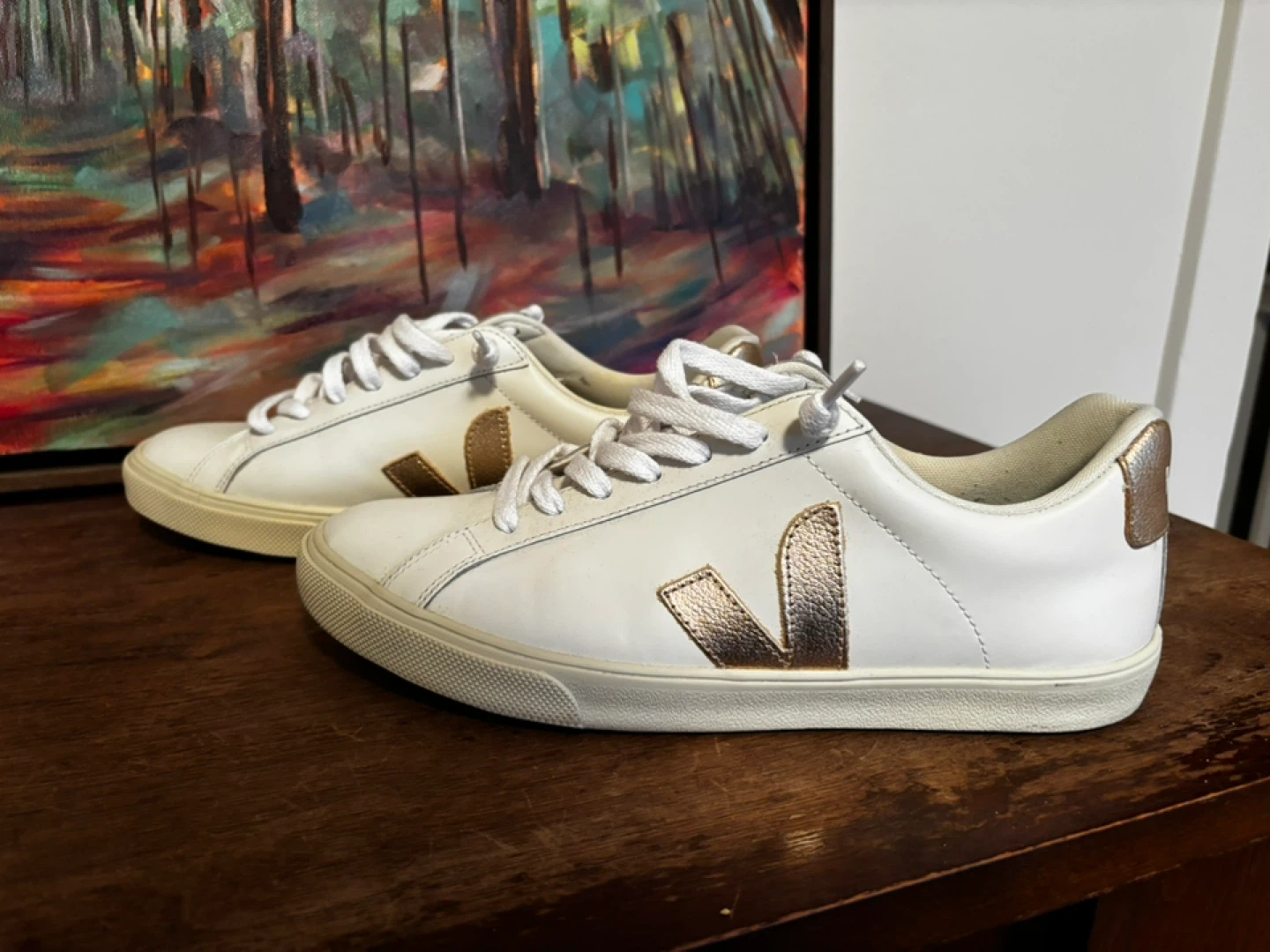 Veja V-10 Sneakers White Gold Women's Size 9 US