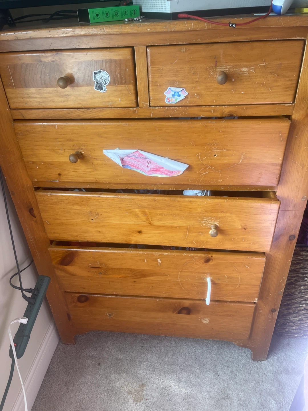 Wooden Dresser with 6 Drawers