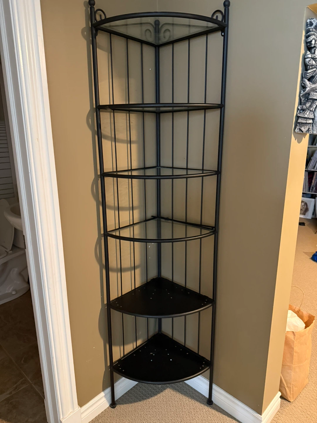 Black Metal Corner Shelf Unit