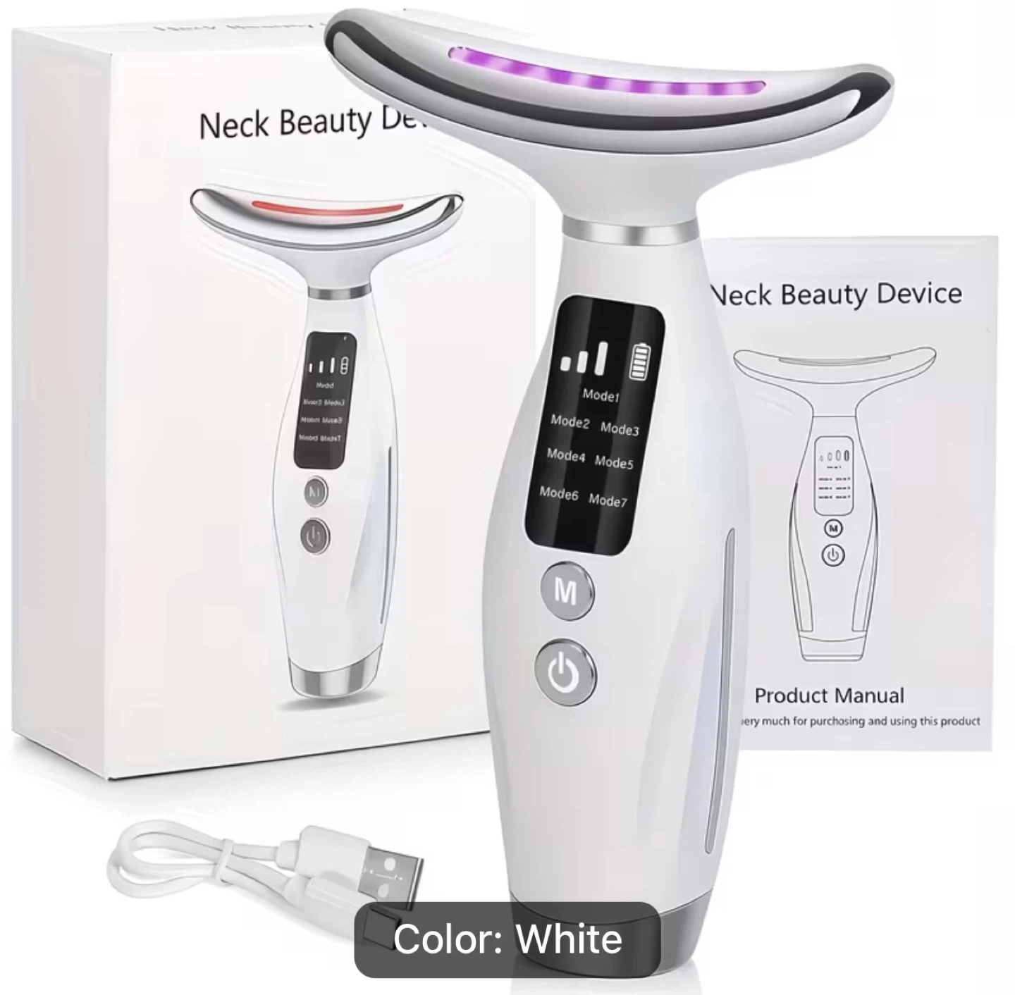 White Neck Beauty Device with Sonic Vibration -NEW