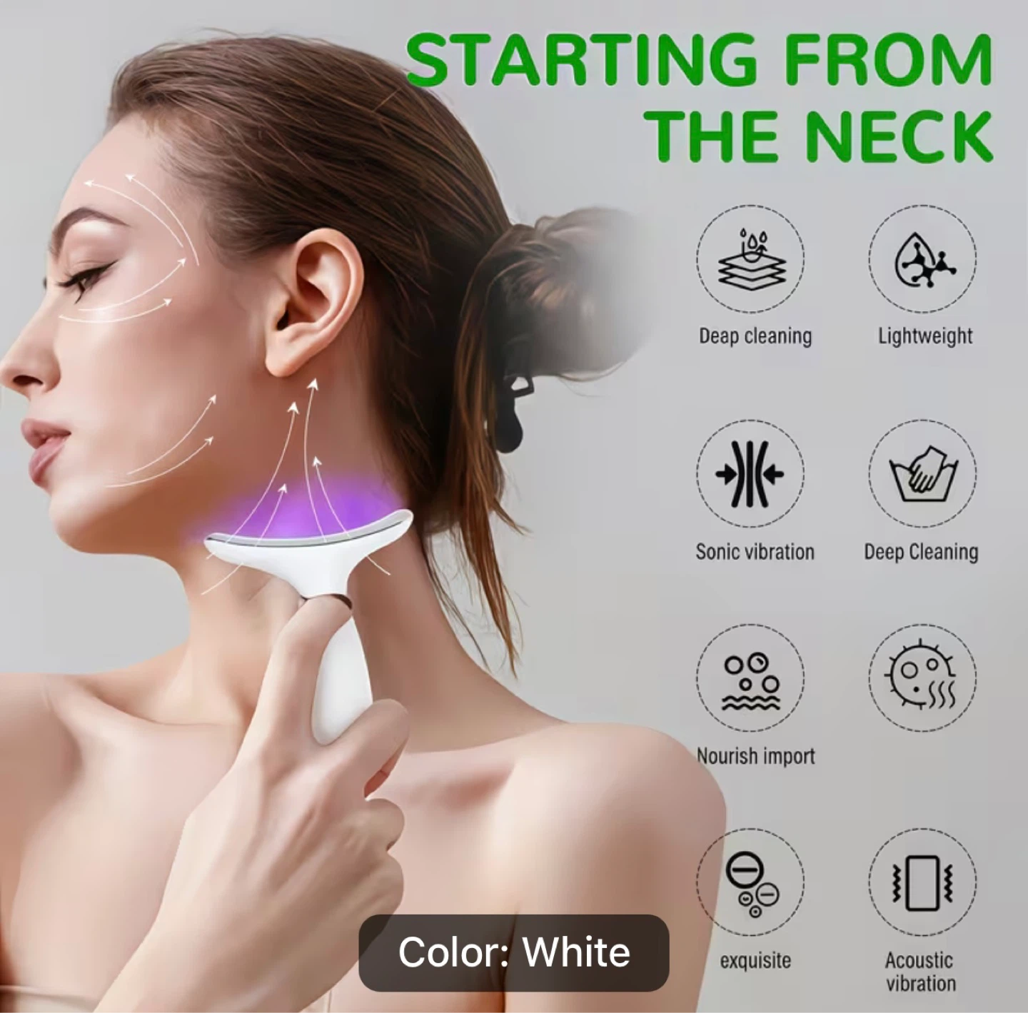 White Neck Beauty Device with Sonic Vibration -NEW - photo 4