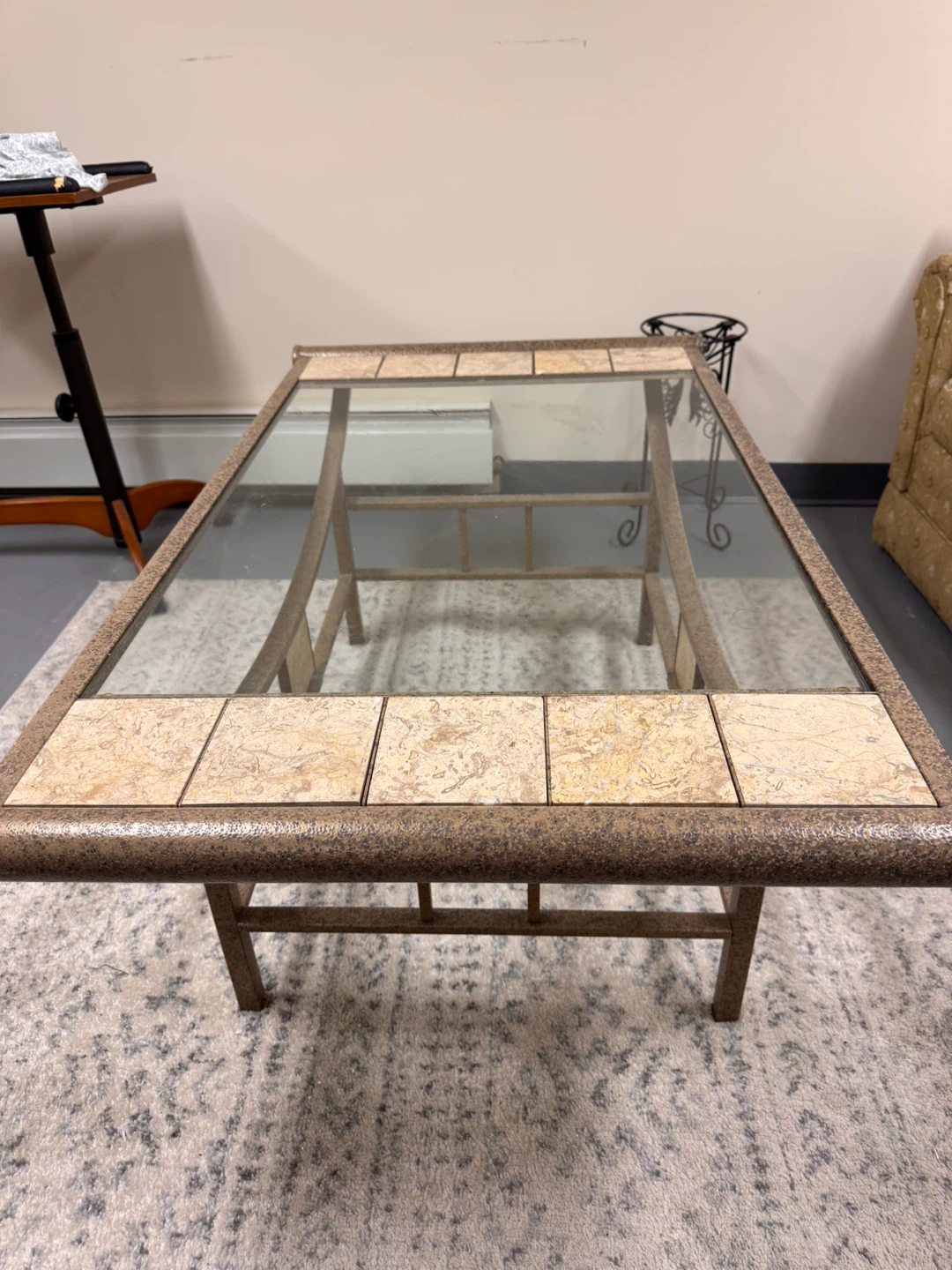 Coffee Table with Glass Top and Tile Accents