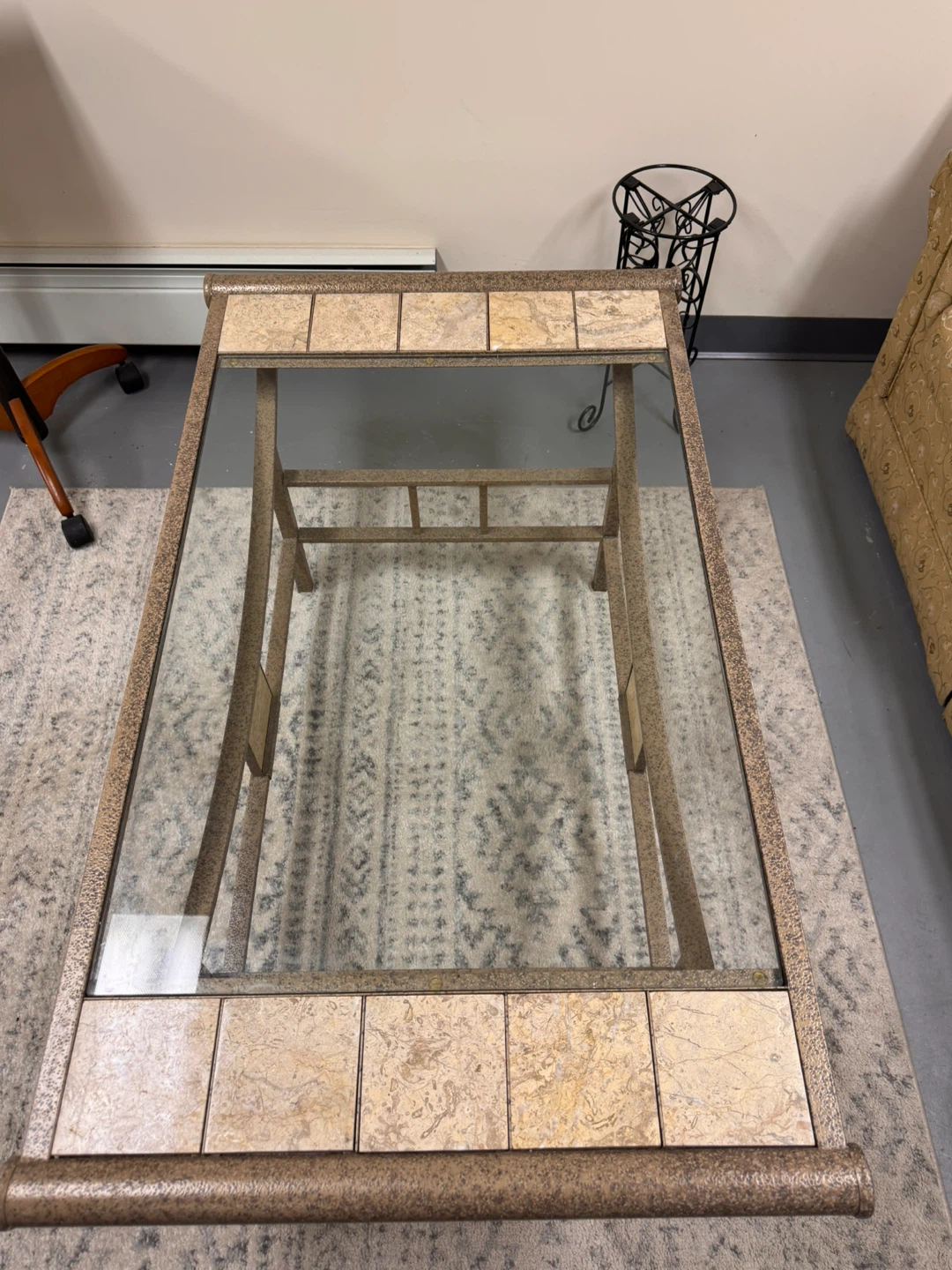 Coffee Table with Glass Top and Tile Accents - photo 3