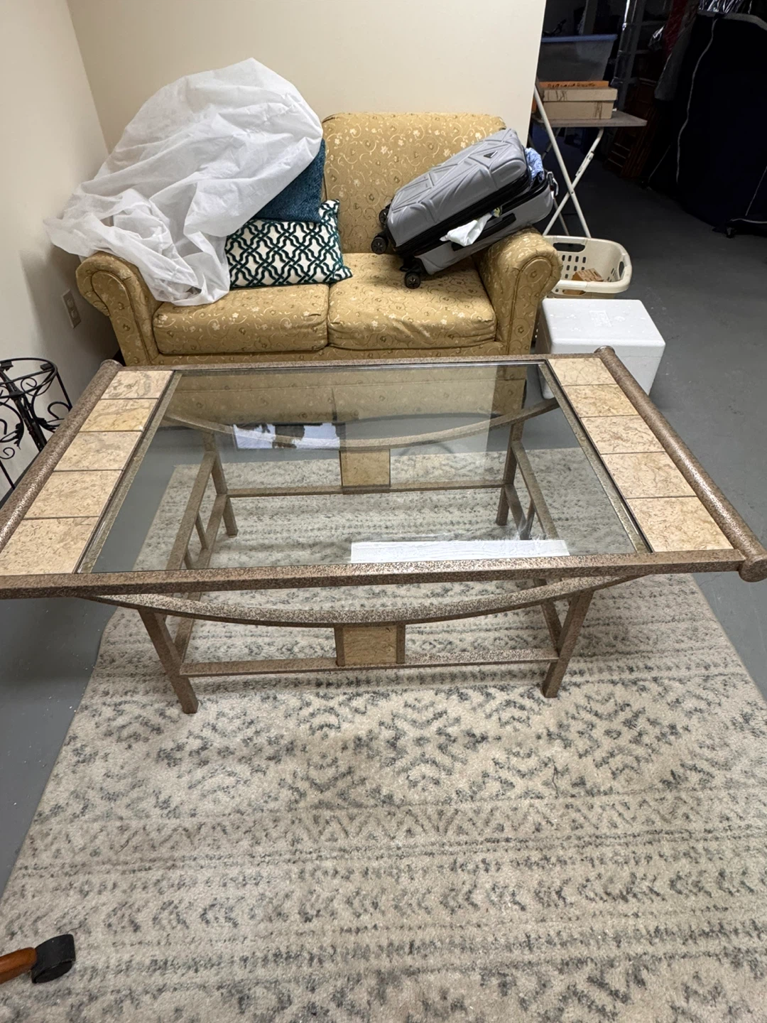 Coffee Table with Glass Top and Tile Accents - photo 2