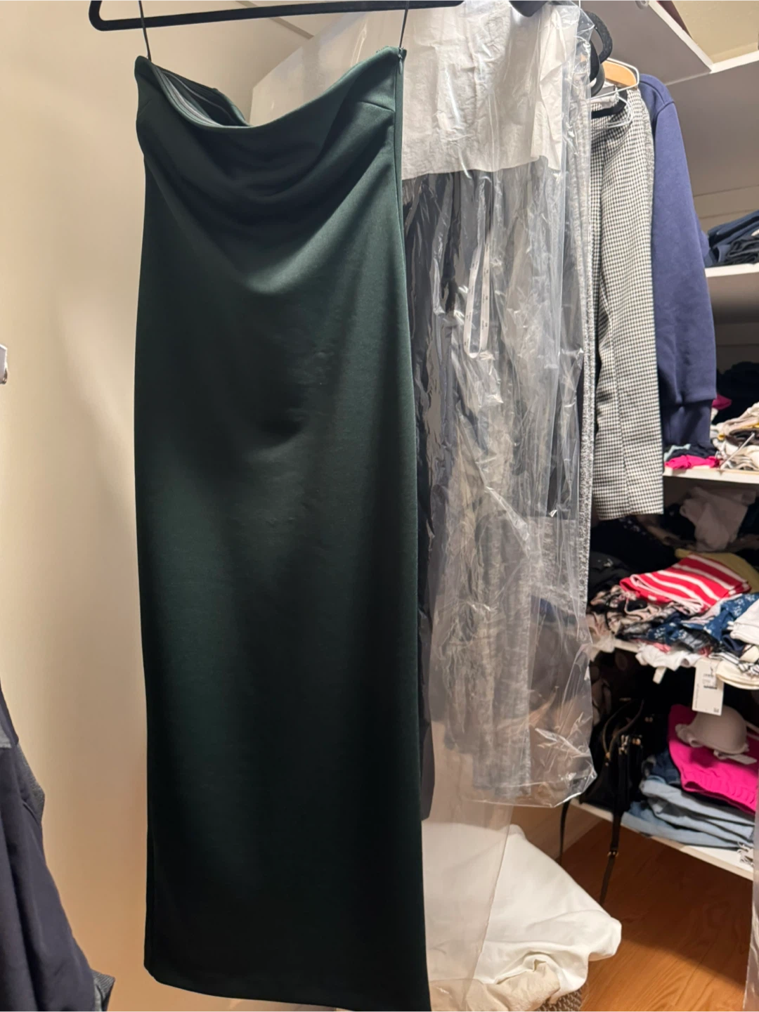 Zara Strapless Maxi Dress - Dark Green - photo 3