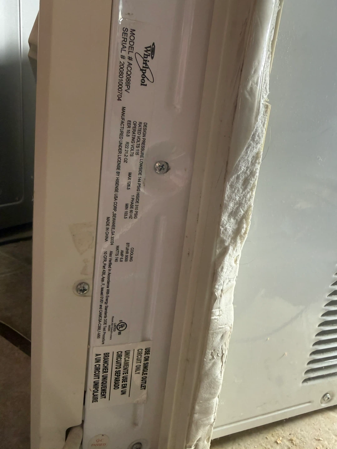 Whirlpool Window Air Conditioner - photo 3