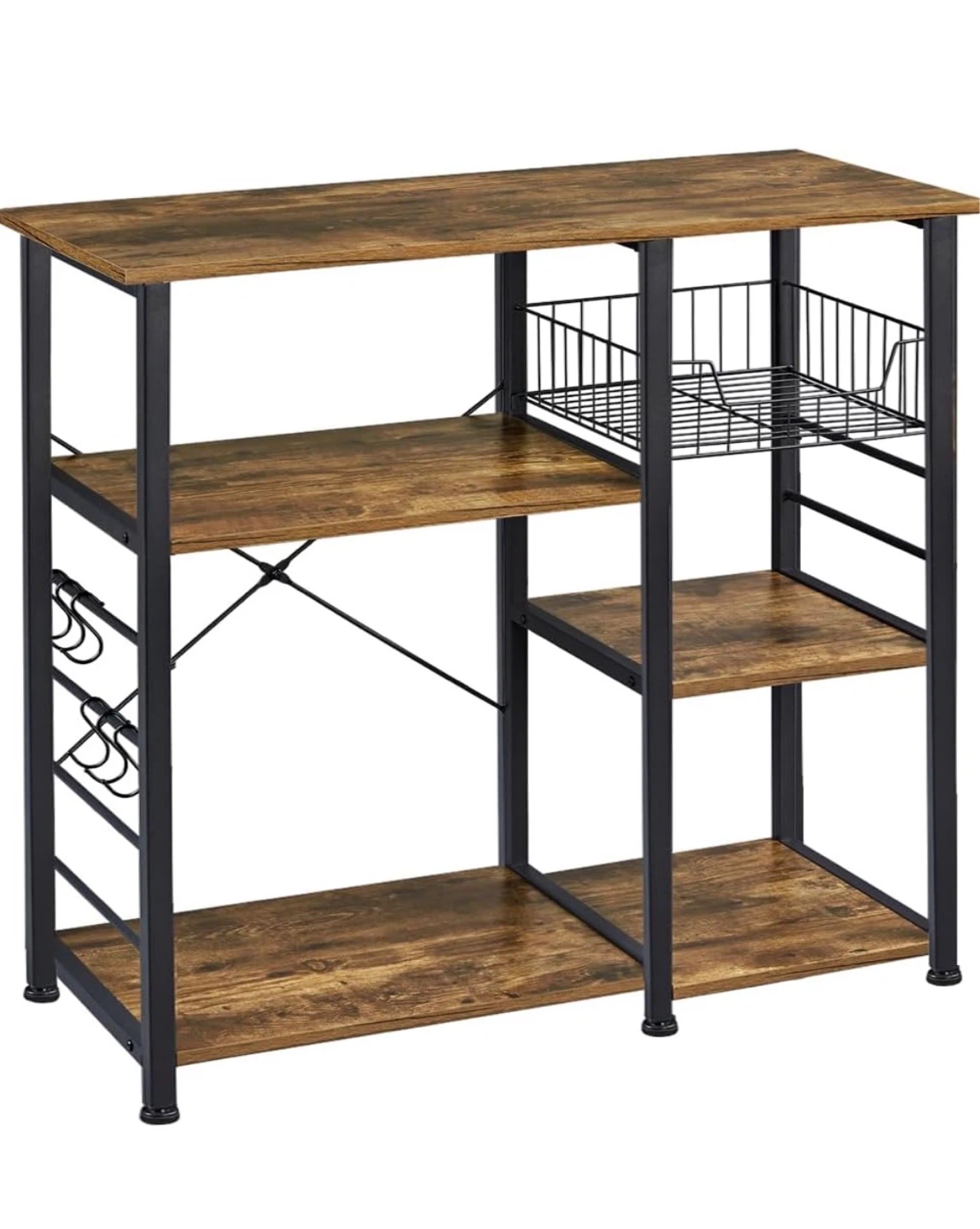 4-Tier Kitchen Baker’s Rack / Microwave Stand – Rustic Brown