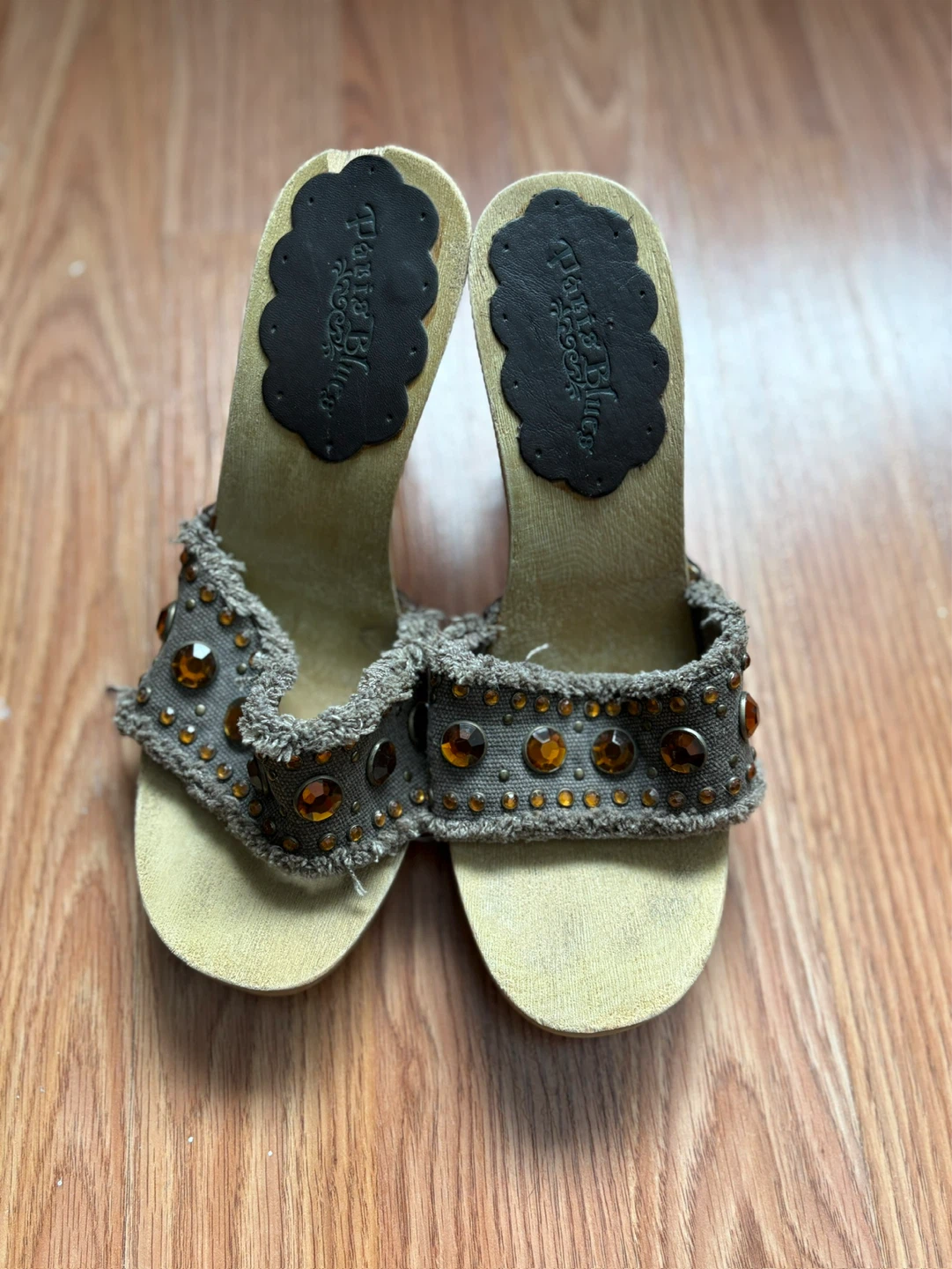 Paris Blues wooden mules with rhinestones - photo 2
