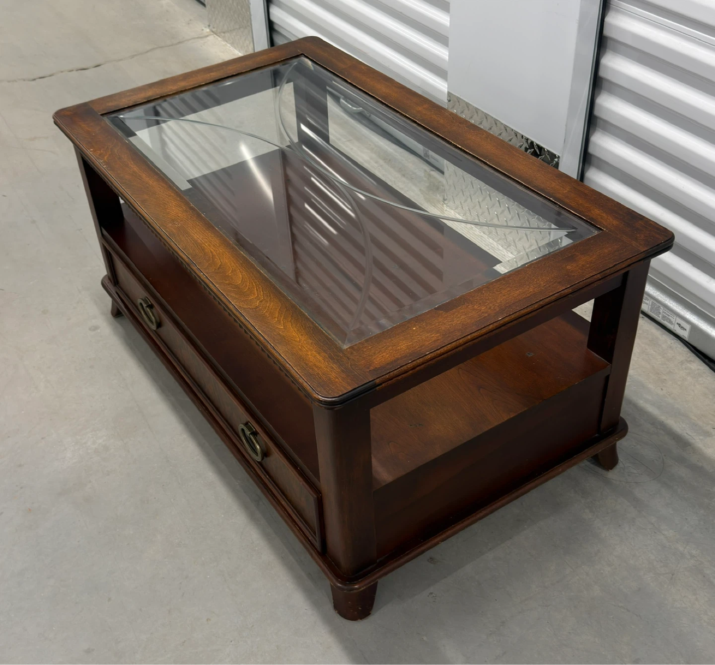 Glass Top Coffee Table with Storage Drawer & Shelf - photo 2