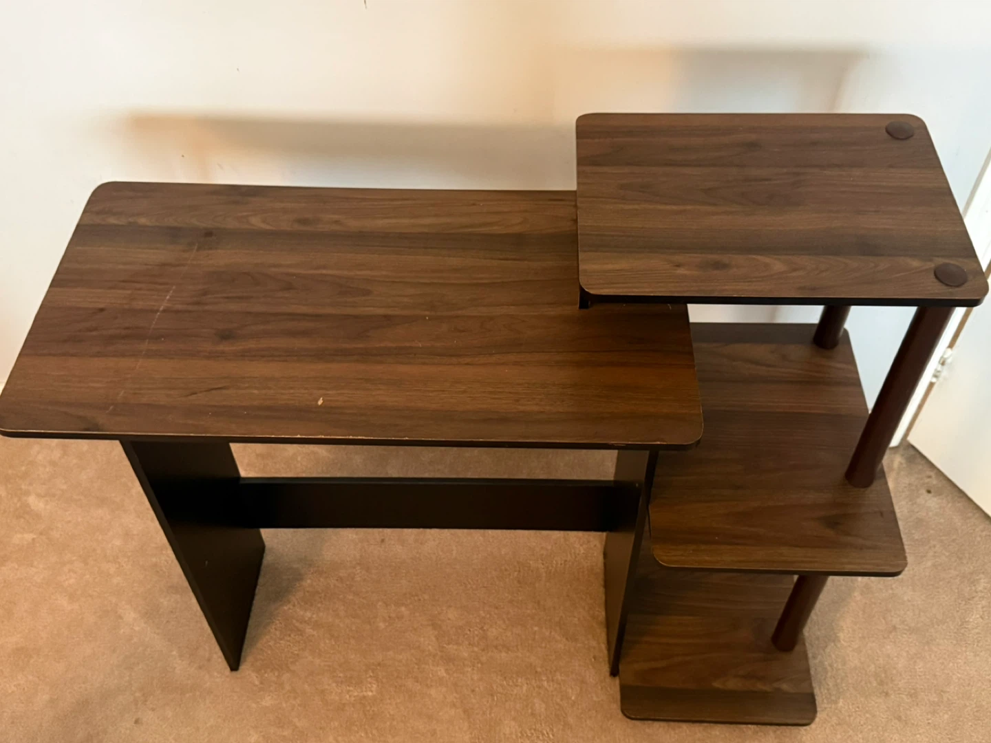 Dark Wood Side Table with Shelves