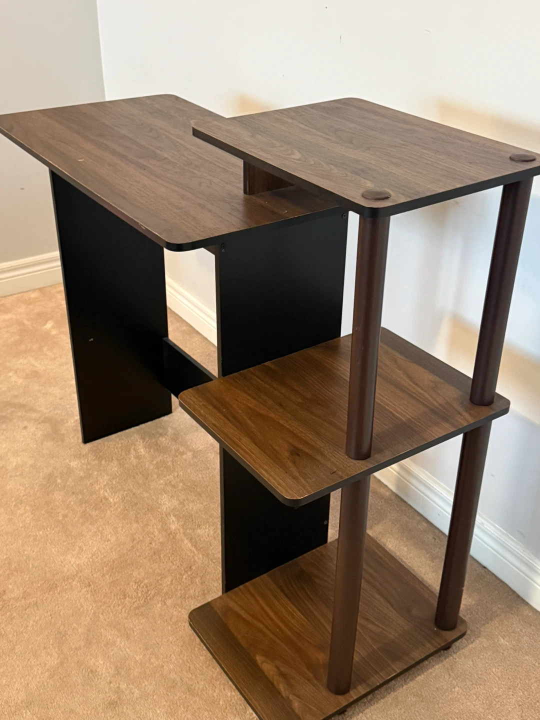 Dark Wood Side Table with Shelves - photo 4
