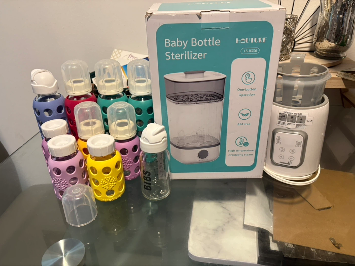 HOUTURE Baby Bottle Sterilizer, bottles and bottle warmer bundle