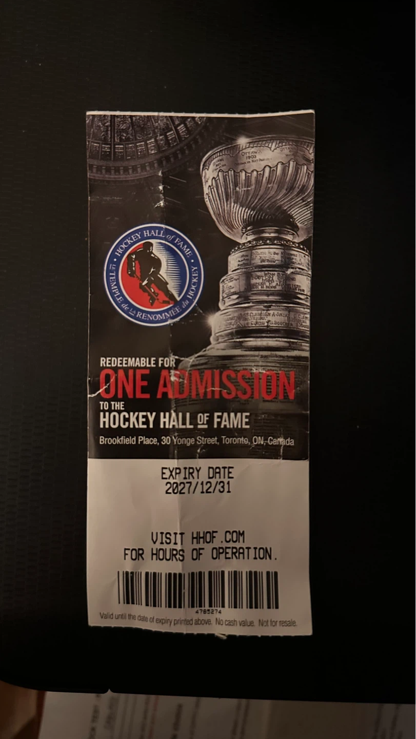 Hockey Hall of Fame Admission Ticket
