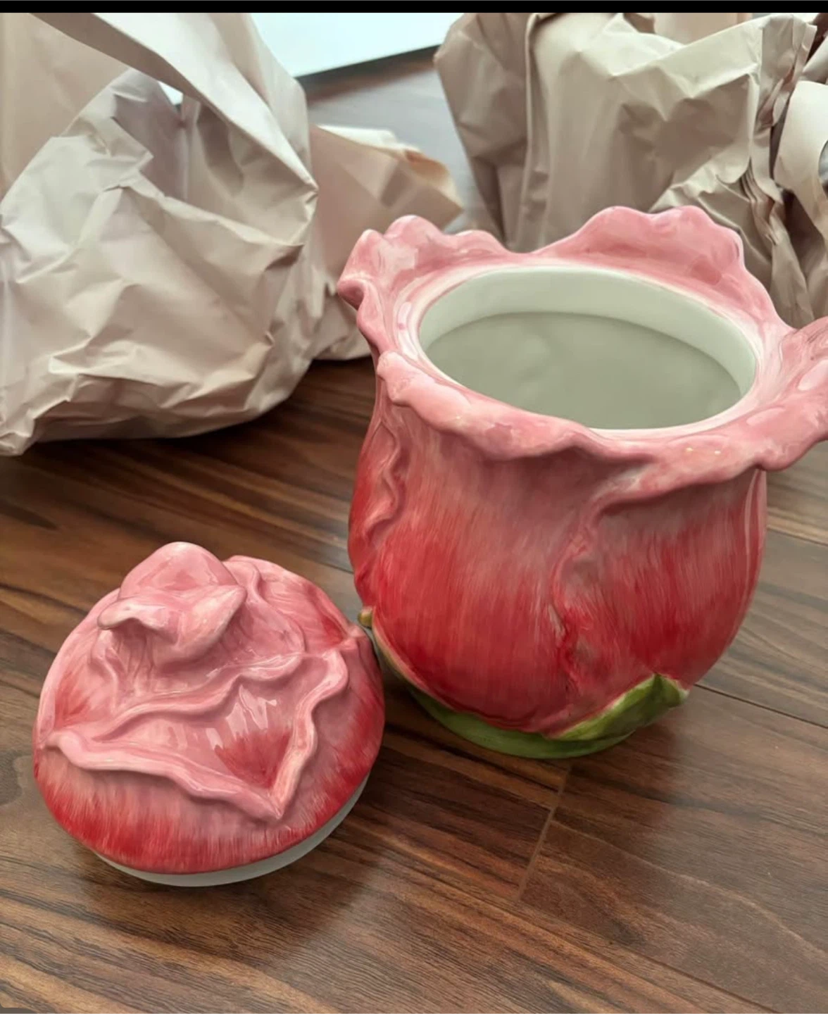 Ceramic Rose Trinket Dish with Lid