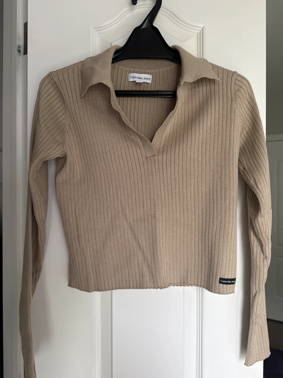 Calvin Klein Jeans Ribbed Collared Top - Size M