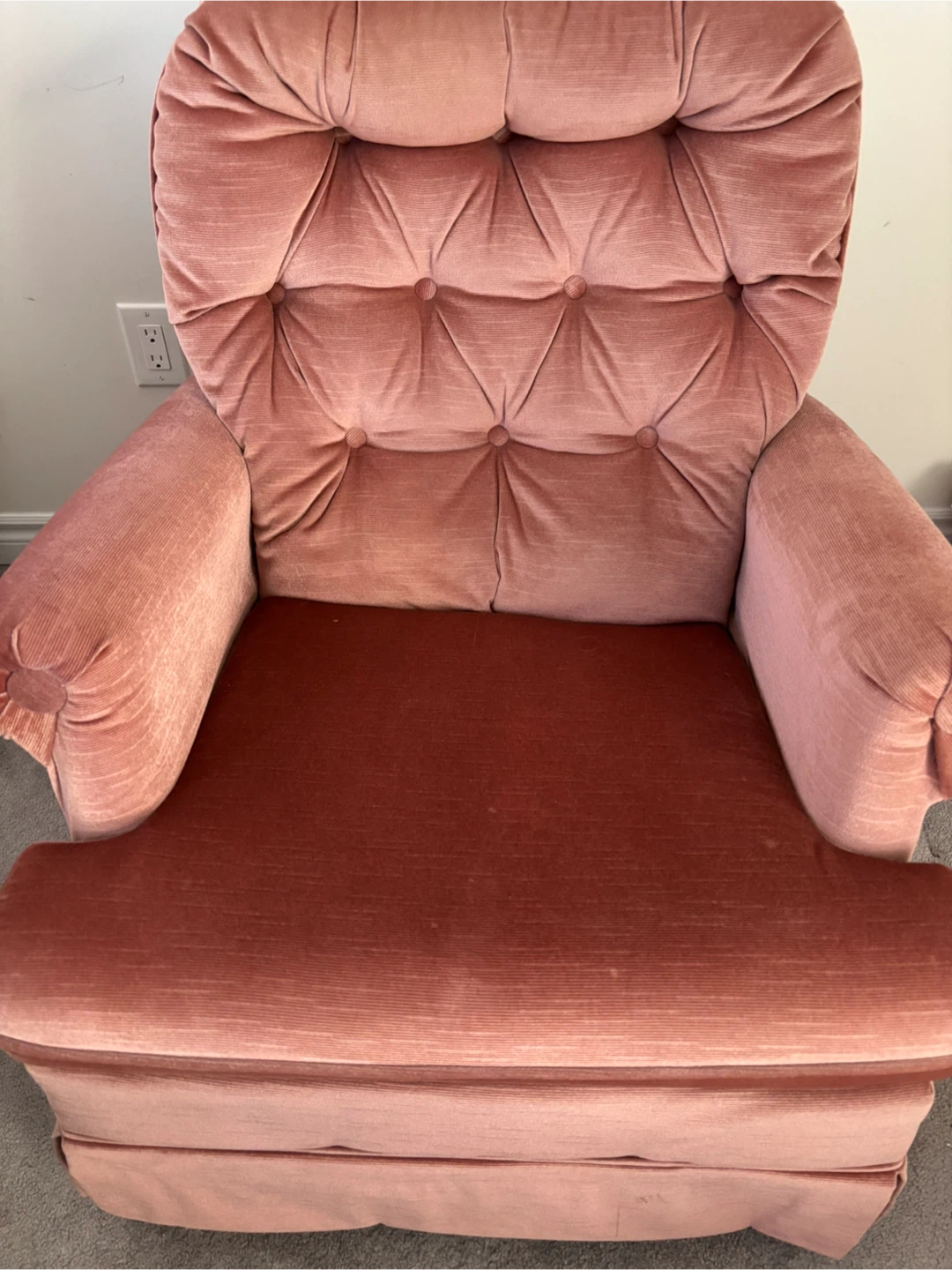 Vintage Pink Velour swivel Armchair