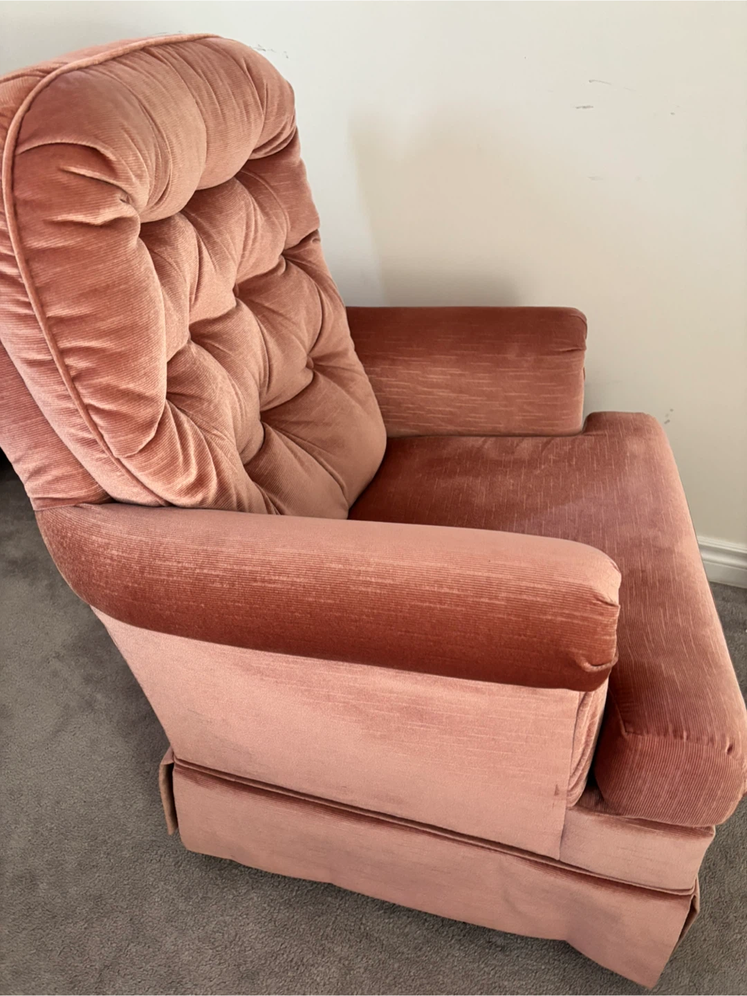 Vintage Pink Velour swivel Armchair - photo 2