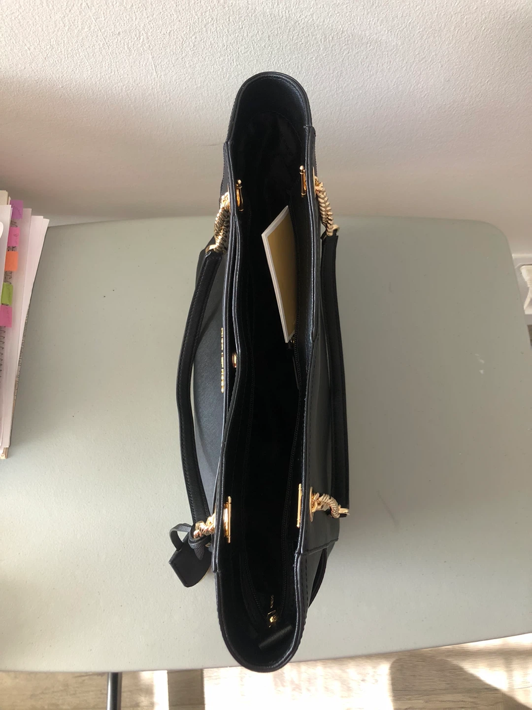 Michael Kors Black Tote Bag with Gold Chain Detail - photo 3