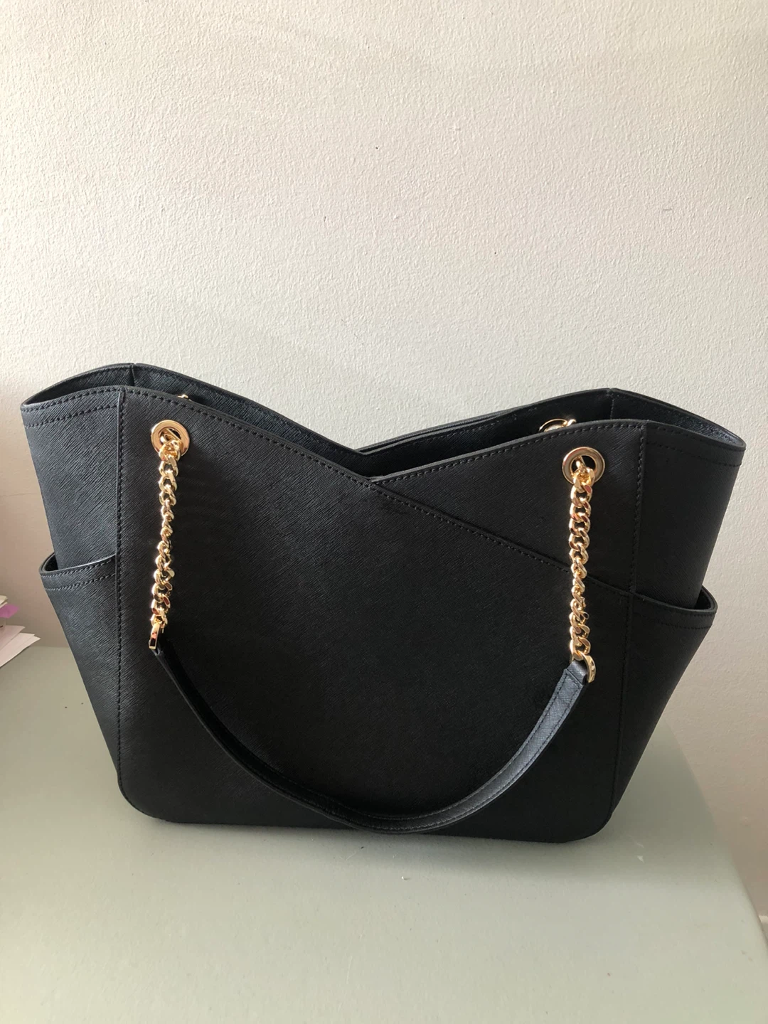 Michael Kors Black Tote Bag with Gold Chain Detail - photo 2