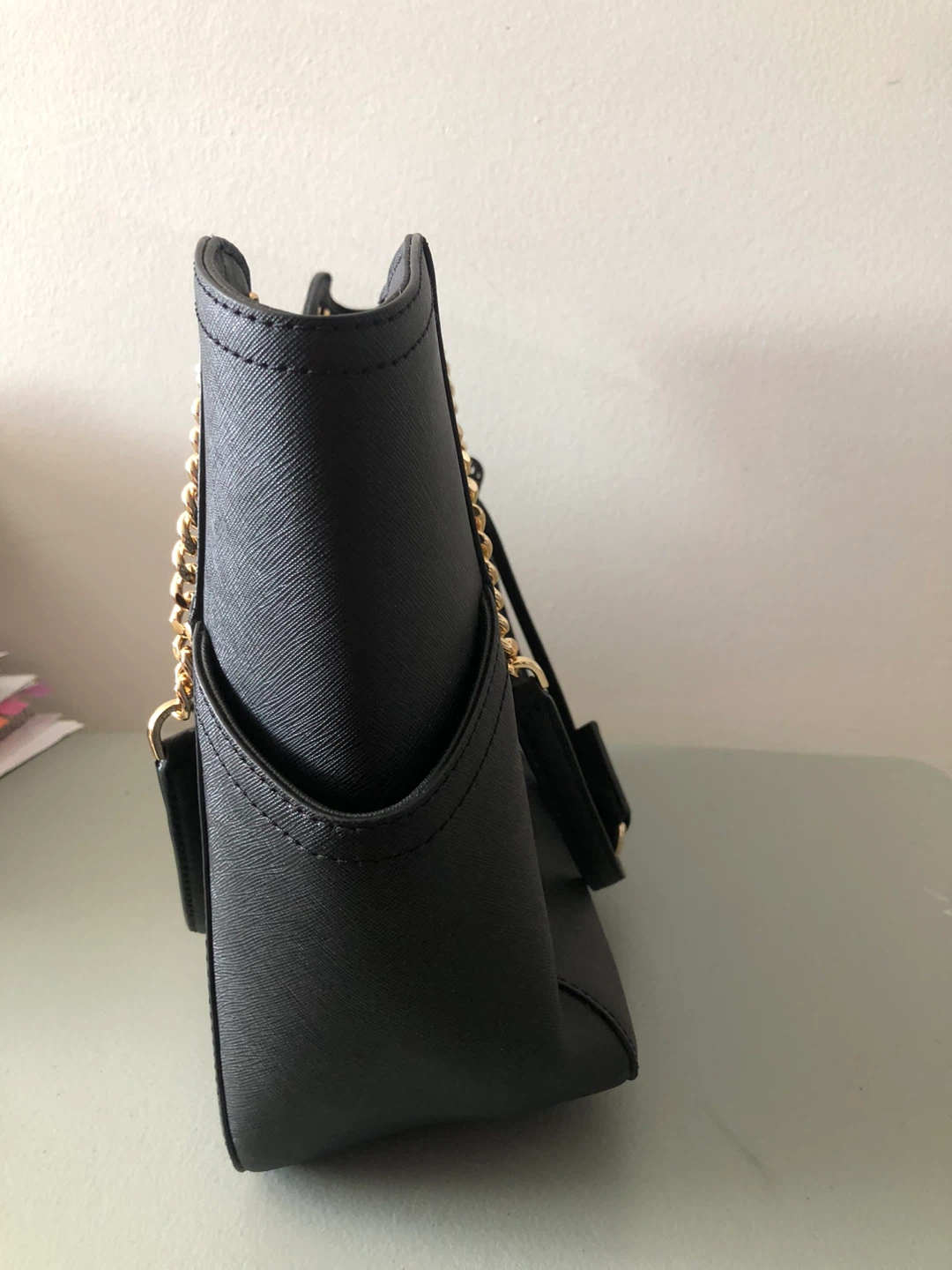 Michael Kors Black Tote Bag with Gold Chain Detail - photo 5