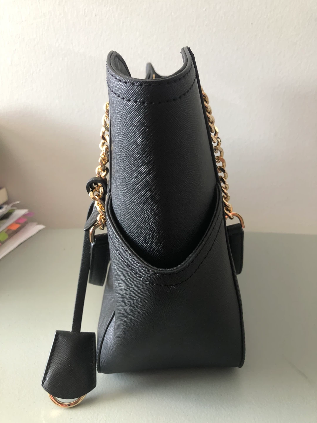 Michael Kors Black Tote Bag with Gold Chain Detail - photo 4
