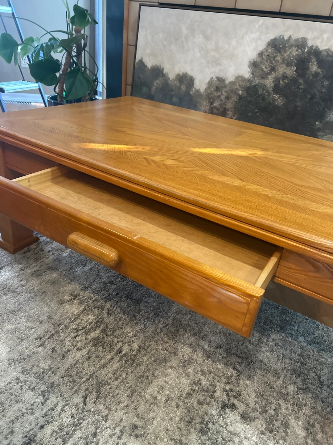 Wooden Coffee Table with Drawer - photo 2