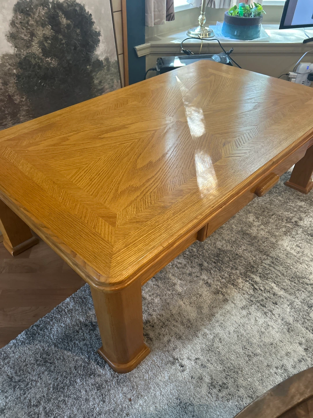 Wooden Coffee Table with Drawer