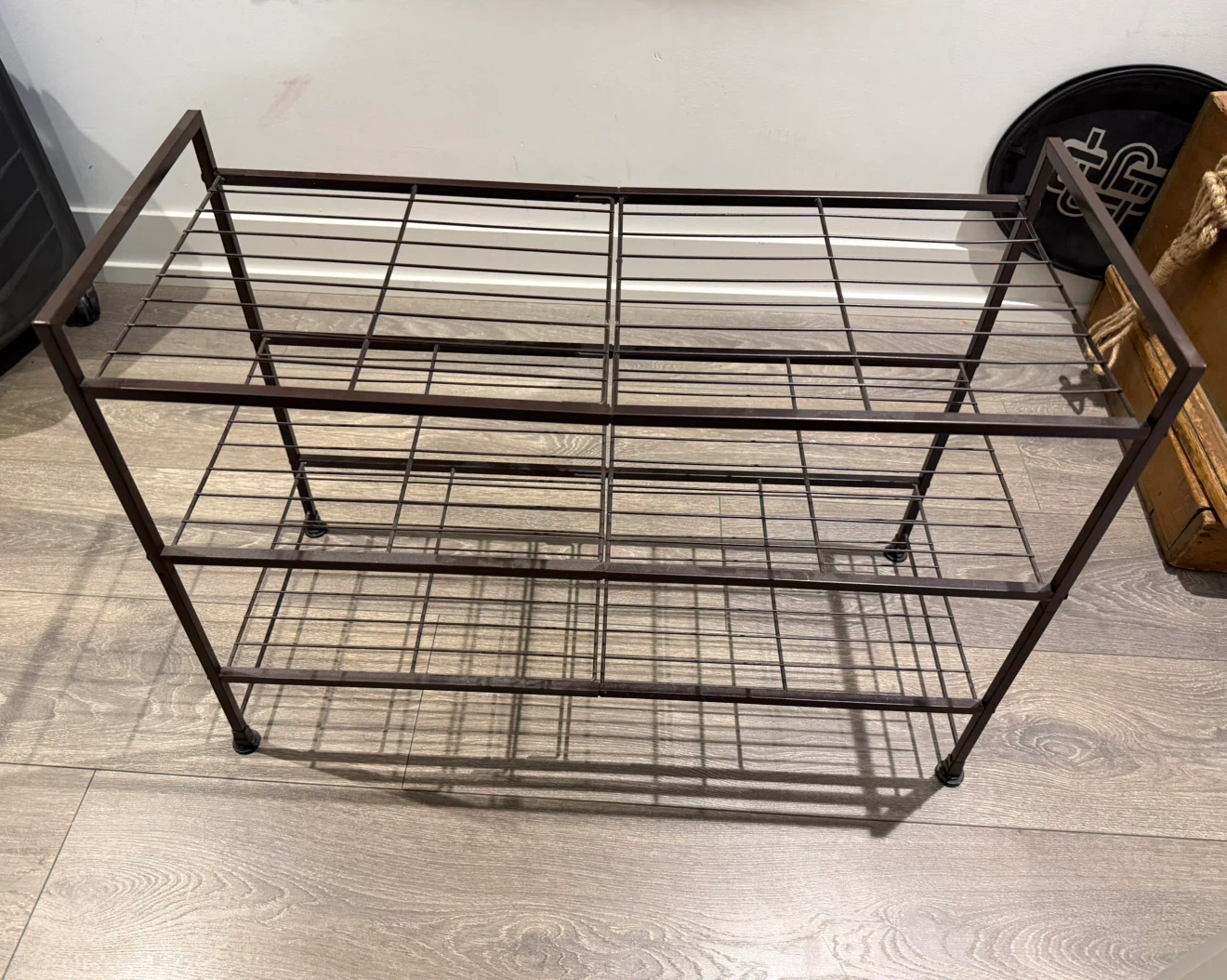 THREE Wire Shoe Racks - 3 shelves on each