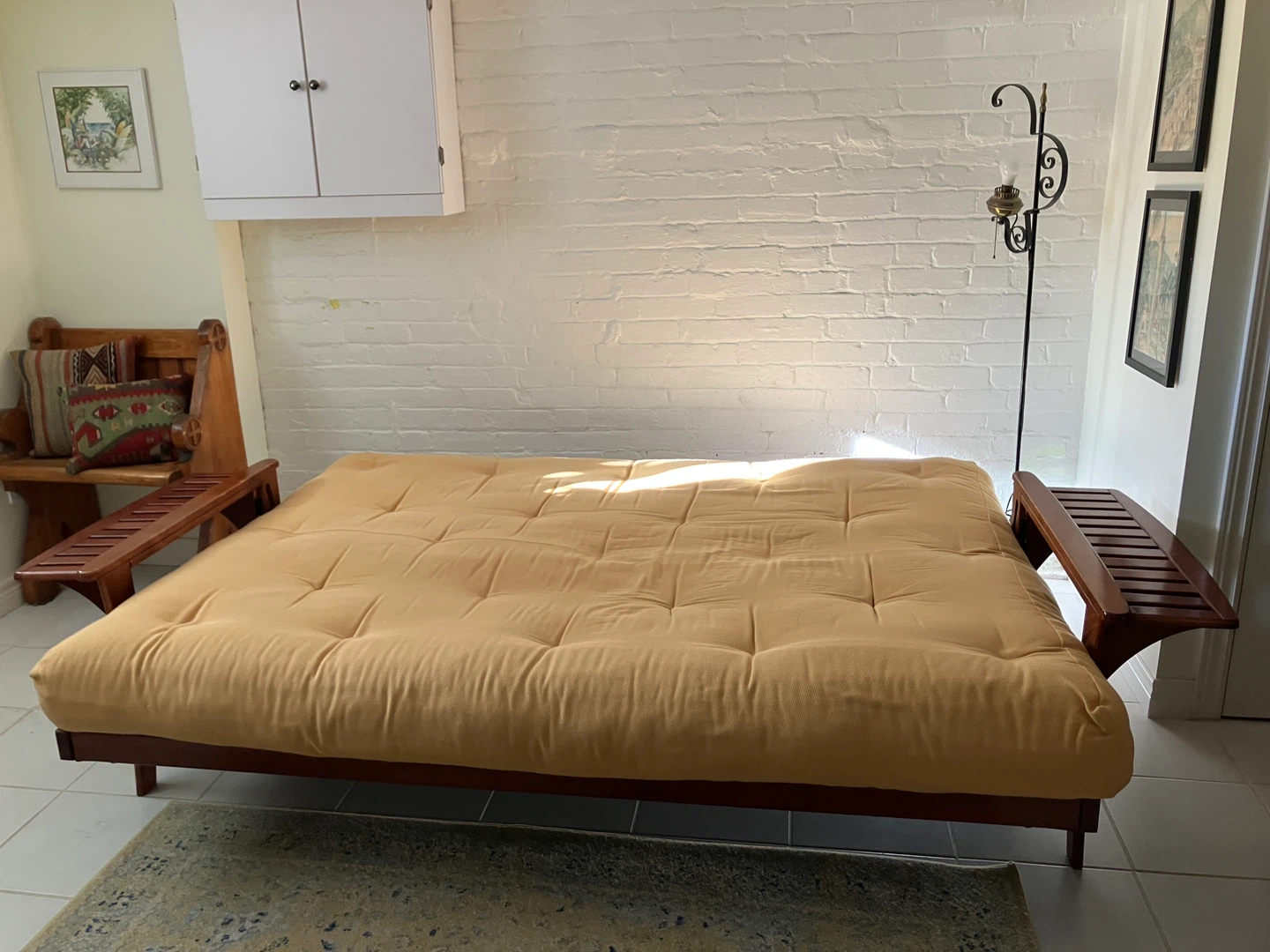 Wooden futon frame and mattress - photo 2